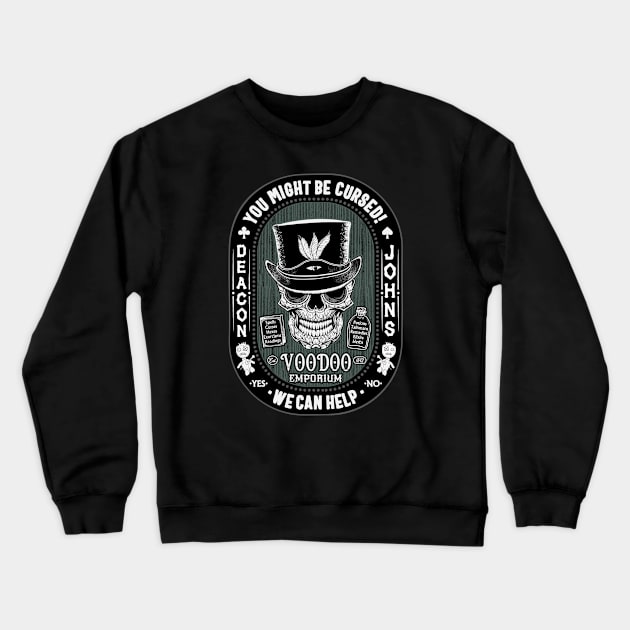 Deacon Johns Voodoo Emporium Voodoo Skull Crewneck Sweatshirt by SunGraphicsLab